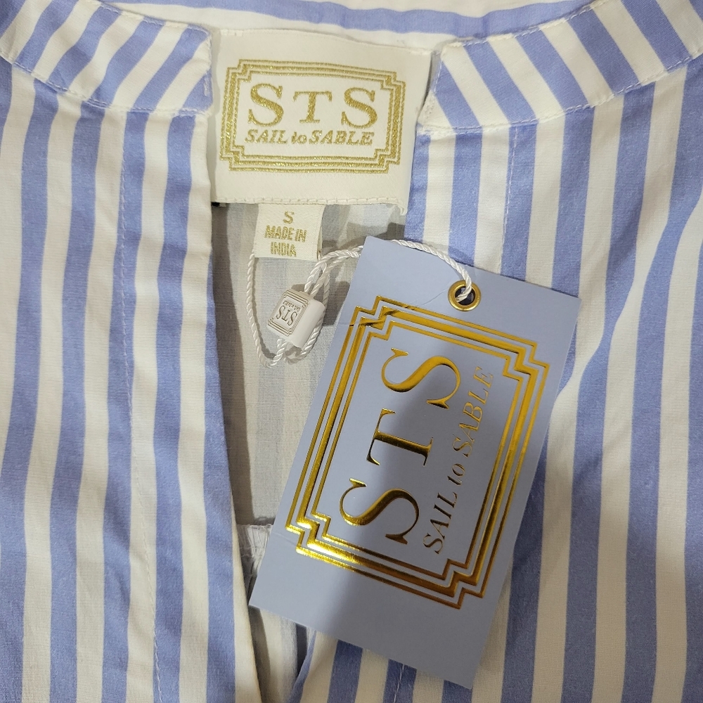 Sail to Sable Long Sleeve Tunic Flare Dress - Blue White Stripe Size S NWT - Picture 8 of 9